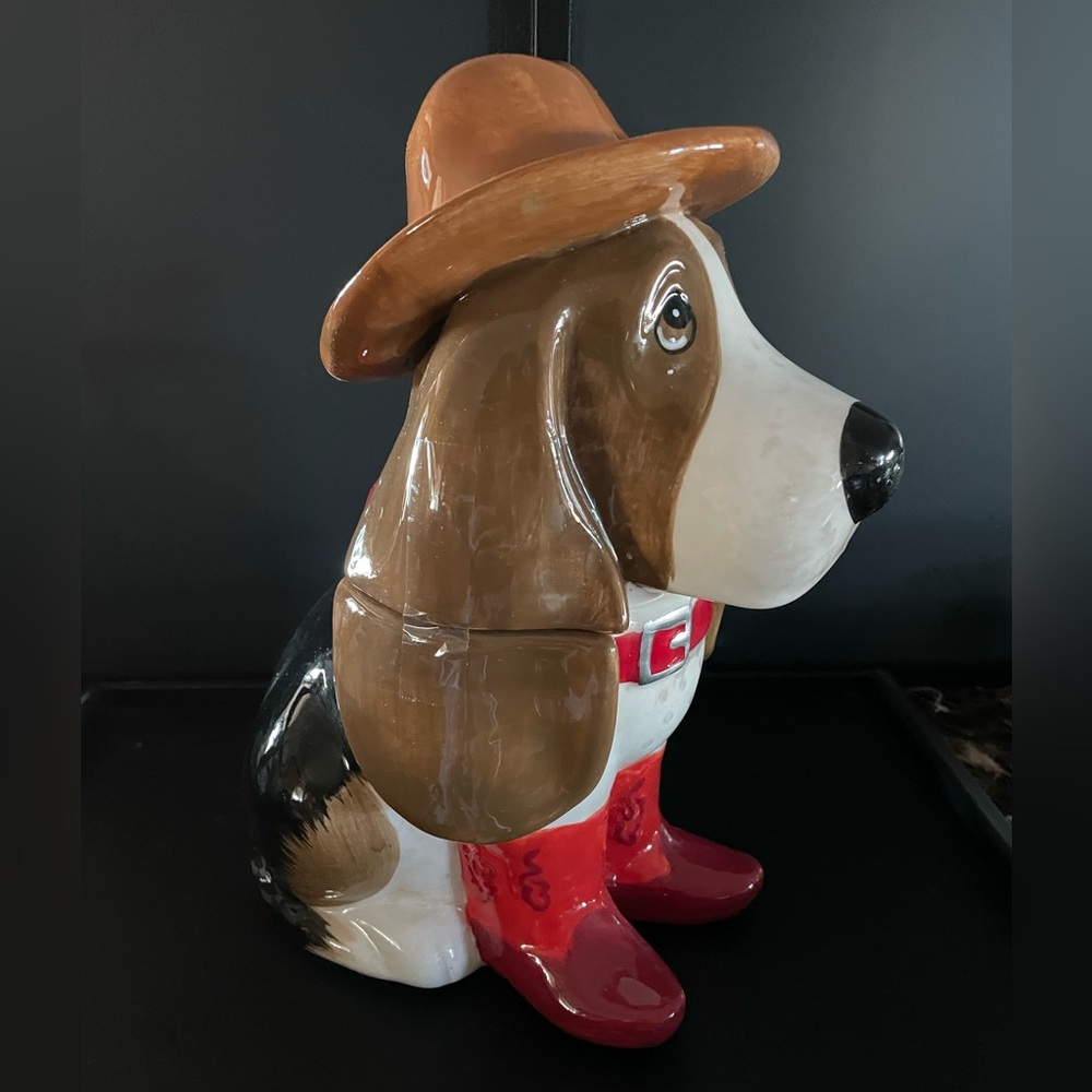 The Pioneer Woman Cookie Jar Cowboy Boots & Hat Charlie Basset Hound NOS 12” - Picture 3 of 6